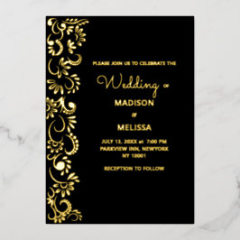 エレガントシンプル美フローラ結婚ズ 箔招待状