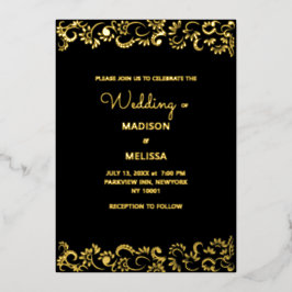 エレガントシンプル美フローラ結婚ズ 箔招待状