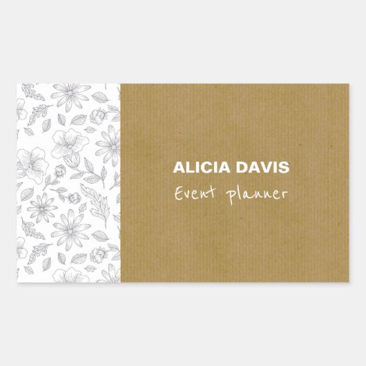 エレガントシンプル花クラフト背景 長方形シール (正面)