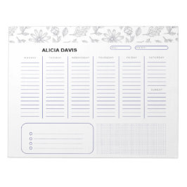 エレガントシンプル花白黒 ノートパッド