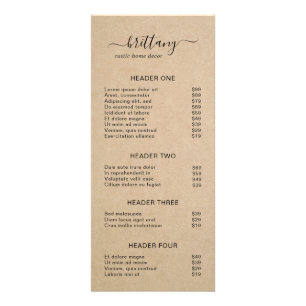 エレガントシンプル茶素朴価格表 ラックカード