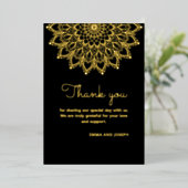 エレガントシンプル華美黒結婚サンキューカード 箔招待状 (立ち正面)