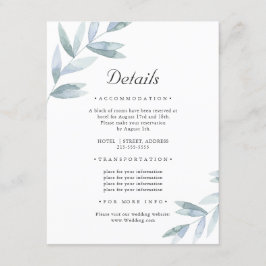エレガントシンプル葉。植物性結婚詳細 エンクロージャーカード