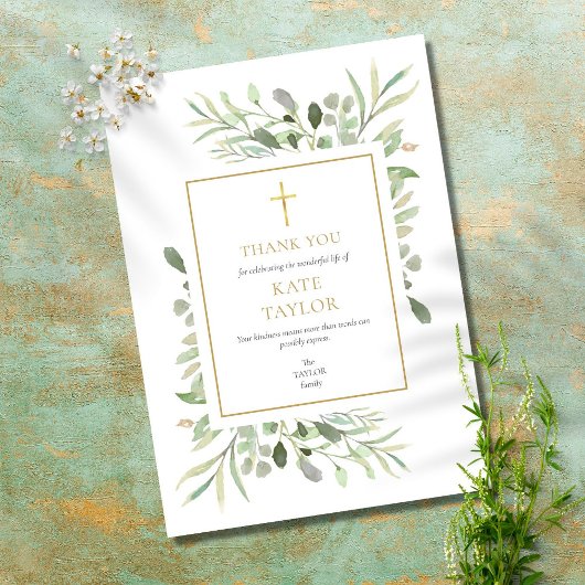 エレガントシンプル葬儀記念金ゴールドクロス サンキューカード