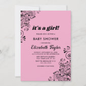 エレガントシンプル装飾フローラガールベビーシャワー 招待状 (正面)