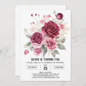 エレガントシンプル誕生日 招待状 (正面/裏面)