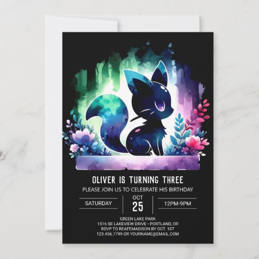 エレガントシンプル誕生日 招待状 (正面)