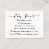 エレガントシンプル赤ちゃんシャワーNo Gift詩 エンクロージャーカード (正面)