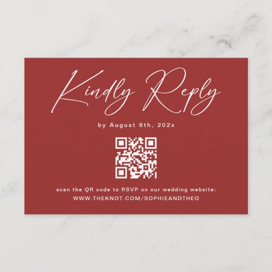 エレガントシンプル赤クリスマスウェディングRSVPカード エンクロージャーカード (正面)