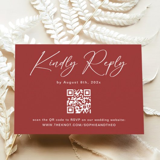 エレガントシンプル赤クリスマスウェディングRSVPカード エンクロージャーカード