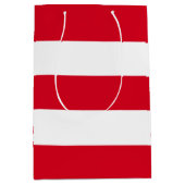 エレガントシンプル赤ストライプ白 ミディアムペーパーバッグ (正面)