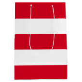 エレガントシンプル赤ストライプ白 ミディアムペーパーバッグ (裏面)