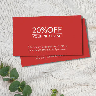 エレガントシンプル赤白美しいサロンクーポン 割引カード