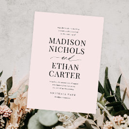 エレガントシンプル赤面ピンクバジェット結婚ズ 招待状