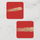 エレガントシンプル赤、ホイルブラシストローク スクエア名刺 (正面/裏面)