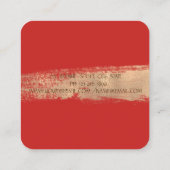エレガントシンプル赤、ホイルブラシストローク スクエア名刺 (裏面)