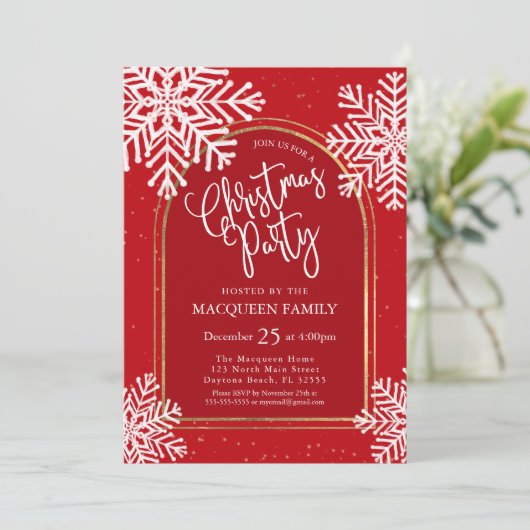 エレガントシンプル金ゴールドアーチクリスマスパーティー 招待状 (スタンド正面)