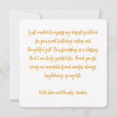 エレガントシンプル金ゴールドサンフォト誕生日 サンキューカード (裏面)