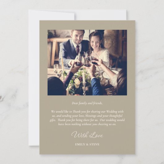 エレガントシンプル金ゴールドシャンパ結婚ニュの写真 サンキューカード (裏面)