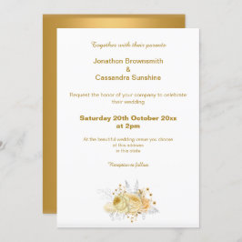 エレガントシンプル金ゴールドシンプル結婚フローラ 招待状