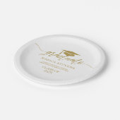 エレガントシンプル金ゴールドスクリプト書オン白 ペーパープレート (アングル)