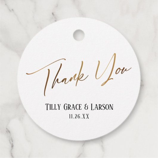 エレガントシンプル金ゴールドタイポグラフィありがとう フェイバータグ (裏面)