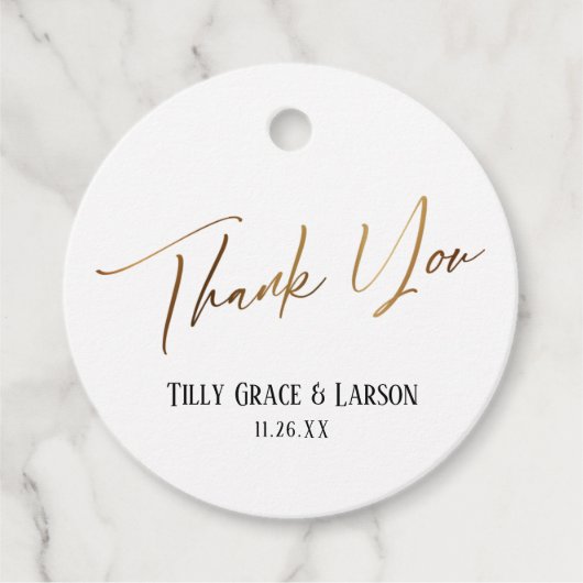 エレガントシンプル金ゴールドタイポグラフィありがとう フェイバータグ (正面)