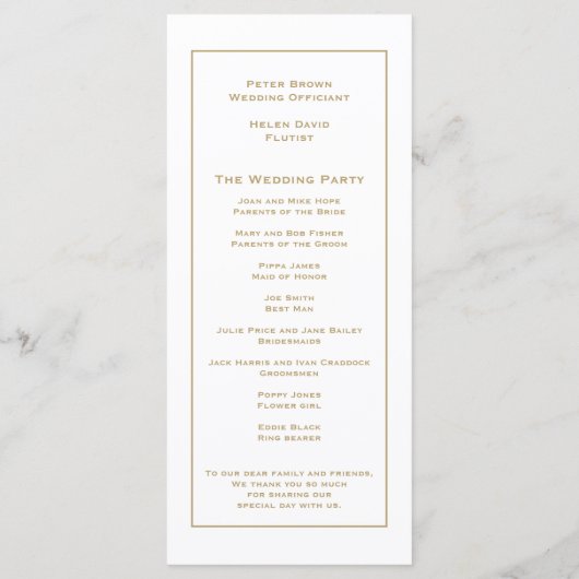 エレガントシンプル金ゴールドタイポグラフィとフレ結婚ーム プログラム (裏面)