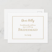 エレガントシンプル金ゴールドタイポグラフィ/Bridesmaid要求 ポストカード (正面/裏面)