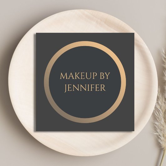 エレガントシンプル金ゴールドフェイク輪メイクアップ スクエア名刺