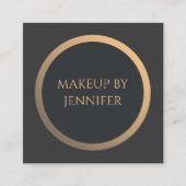 エレガントシンプル金ゴールドフェイク輪メイクアップ スクエア名刺 (正面)