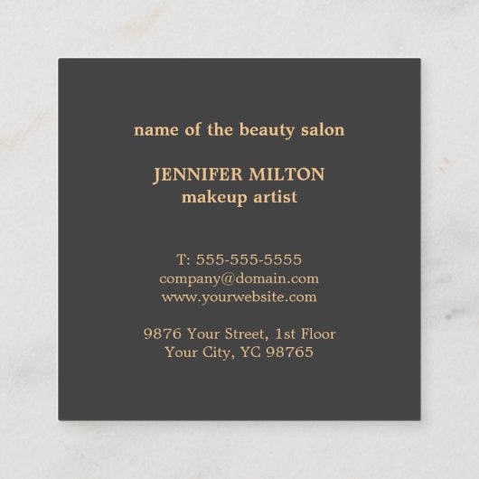 エレガントシンプル金ゴールドフェイク輪メイクアップ スクエア名刺 (裏面)