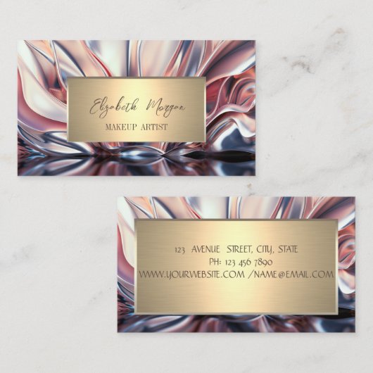 エレガントシンプル金ゴールドフレーム，抽象芸術 名刺 (正面/裏面)