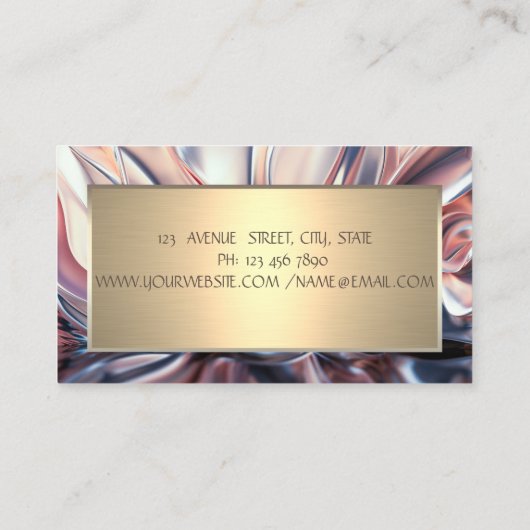 エレガントシンプル金ゴールドフレーム，抽象芸術 名刺 (裏面)