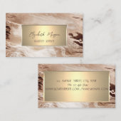 エレガントシンプル金ゴールドフレーム、金ゴールドブラウン 名刺 (正面/裏面)