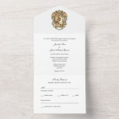 エレガントシンプル金ゴールドフローラ結婚のAll I オールインワン招待状 (内側)