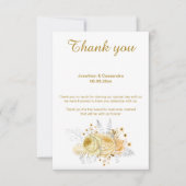 エレガントシンプル金ゴールドフローラ金ゴールドリバースサンキュー 招待状 (正面)
