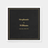 エレガントシンプル金ゴールドブモダンロミニマル結婚ク スタンダードカクテルナプキン (正面)