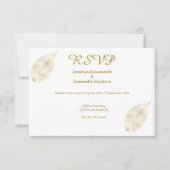 エレガントシンプル金ゴールドリーフ金ゴールドRSVP 招待状 (正面)