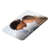 エレガントシンプル金ゴールド写真たった今結婚しました結婚の マグネット (左側)