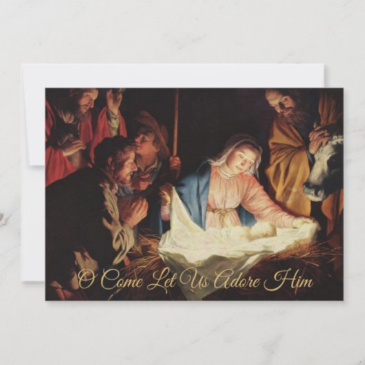 エレガントシンプル金ゴールド出生宗教クリスマス シーズンカード (正面)