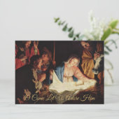 エレガントシンプル金ゴールド出生宗教クリスマス シーズンカード (スタンド正面)