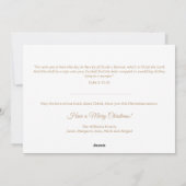 エレガントシンプル金ゴールド出生宗教クリスマス シーズンカード (裏面)