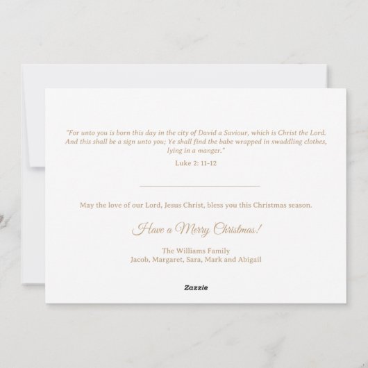 エレガントシンプル金ゴールド出生宗教クリスマス シーズンカード (裏面)