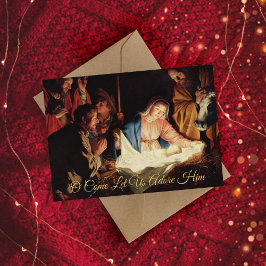 エレガントシンプル金ゴールド出生宗教クリスマス シーズンカード