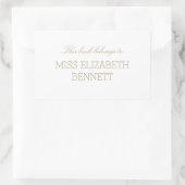 エレガントシンプル金ゴールド名蔵書票 長方形シール (バッグ)