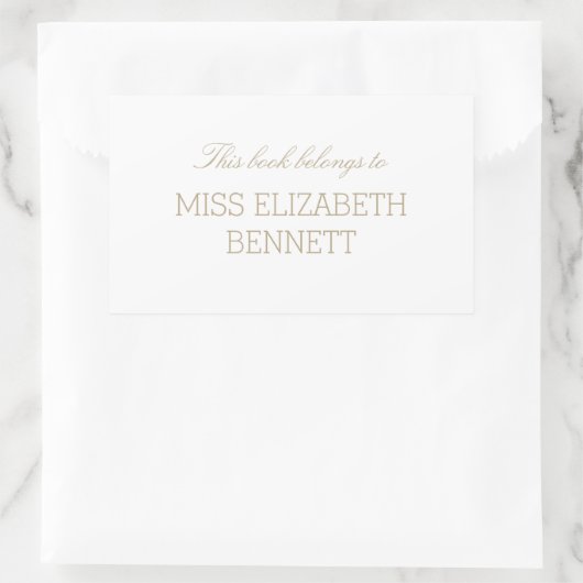 エレガントシンプル金ゴールド名蔵書票 長方形シール (バッグ)