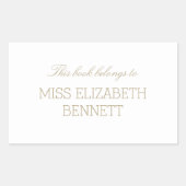 エレガントシンプル金ゴールド名蔵書票 長方形シール (正面)