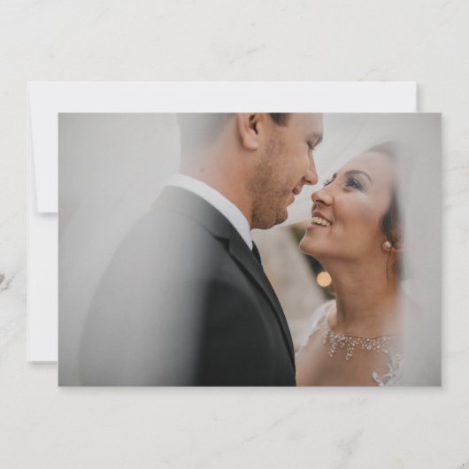 エレガントシンプル金ゴールド名Script Photo結婚's サンキューカード (裏面)