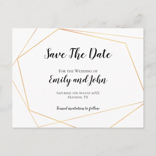 エレガントシンプル金ゴールド幾何公差記号/日付の保存 ポストカード (正面)